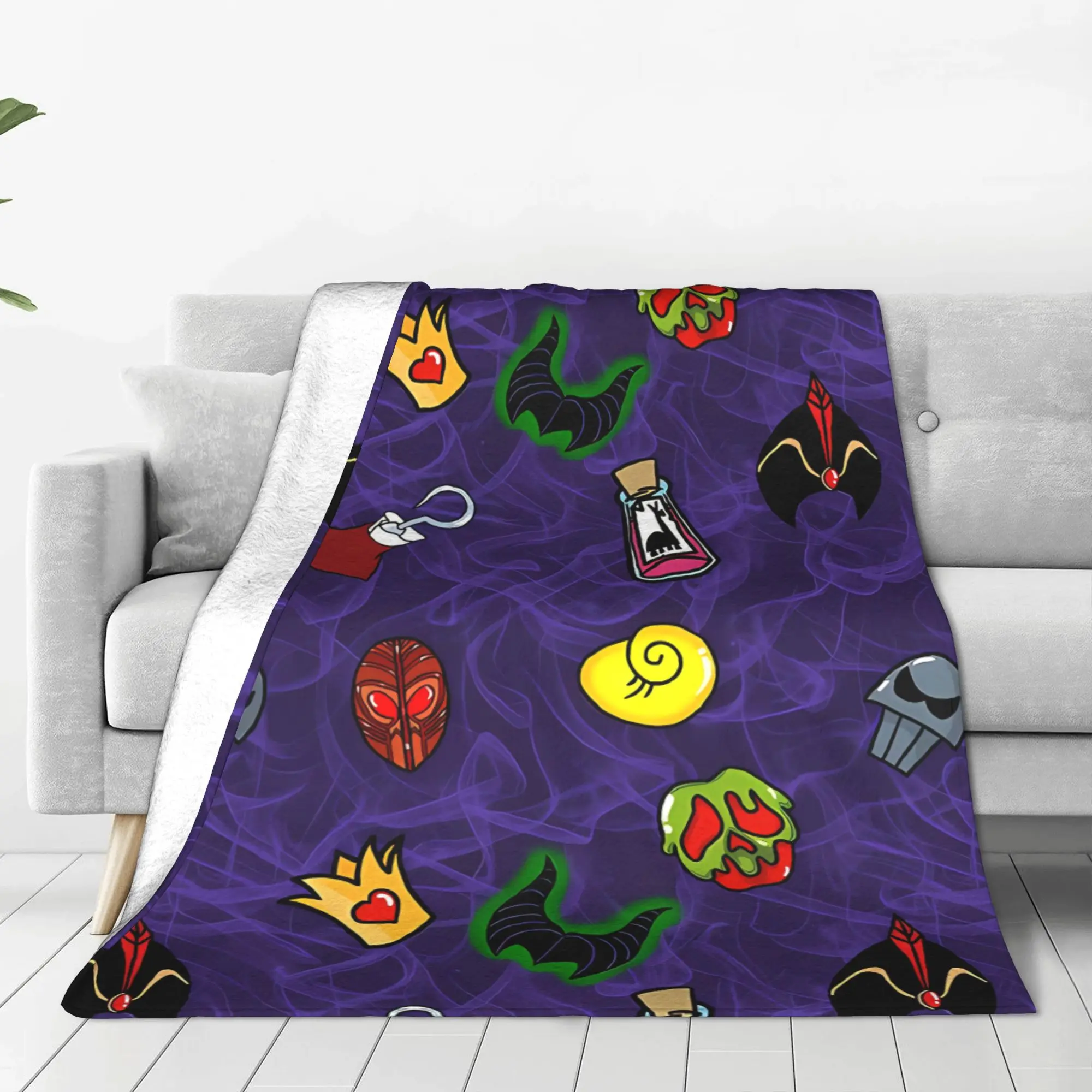 1PC Home Cutecore Retro Cartoon Villainous Blanket Super Cosy Plush Home Living Room Sofa Halloween