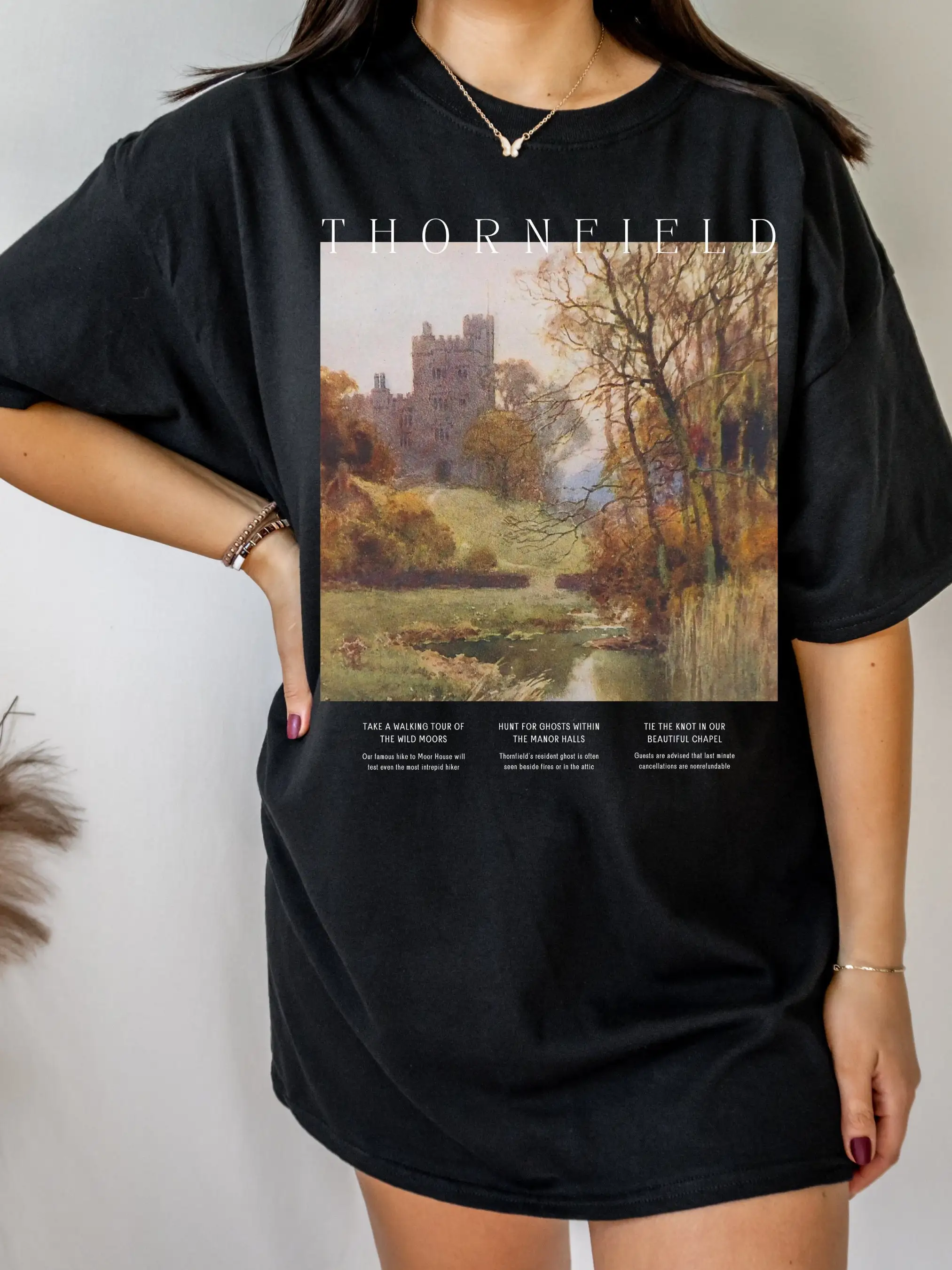 Jane Eyre Thornfield Hall Tee Shirt T-shirt Book Fandom Merch Dark Academia Aesthetic Bookish Bookworm Gift Literature Shirt