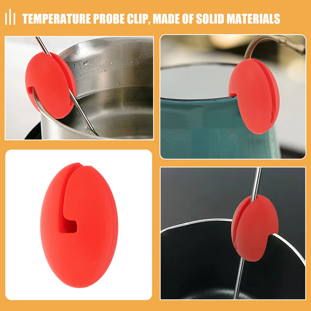 

3 Pcs Pot Temperature Probe Thermometer Clip Holder Holder Silicone Kitchen Bar Thermometer Clip On Pot Utensils