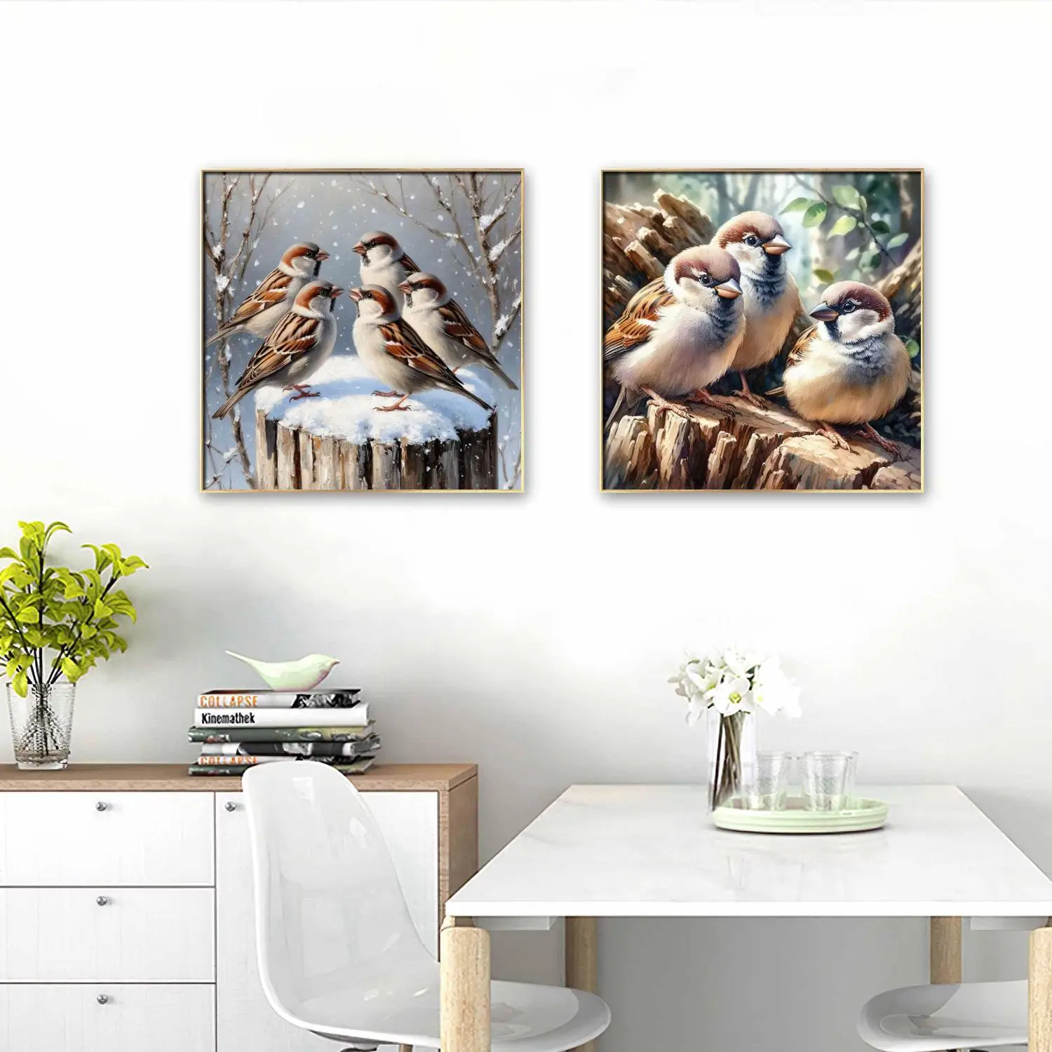 1pc frameless  Sparrow Family DIY Diamond Painting Customizable Animals and Plants Murals Hand Diamond Embroidery Home Wall Deco