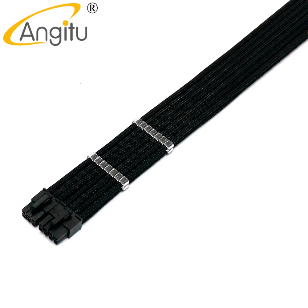 Angitu 20/30cm Premium Bridged 6Pin+8Pin GPU/PCIE Extension Power Cable 11 Colors to Choose UL 1007 18awg With Combs