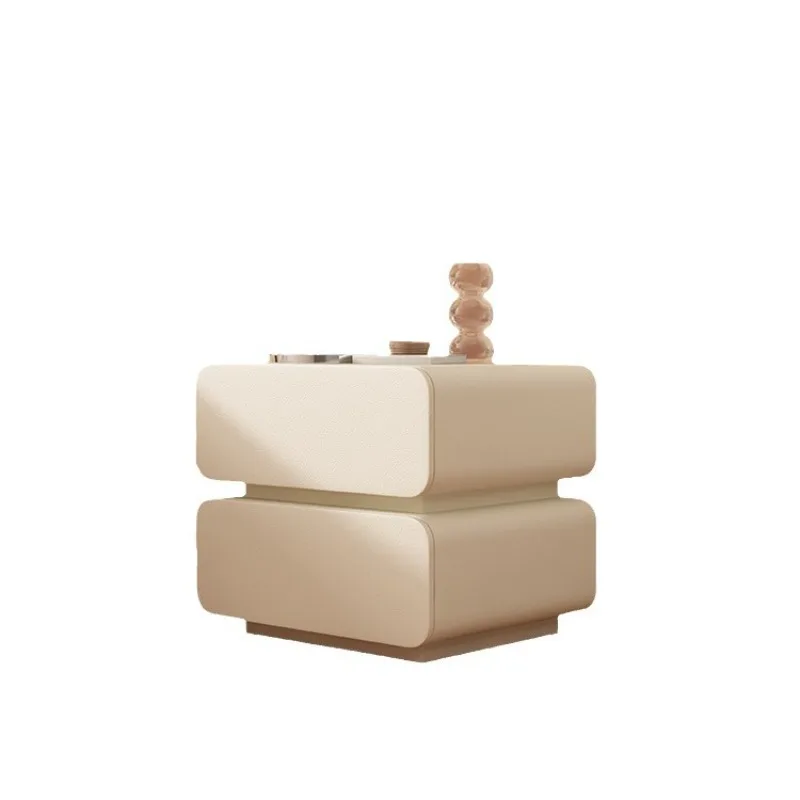 Cream style all solid wood bedside table Italian light luxury minimalist