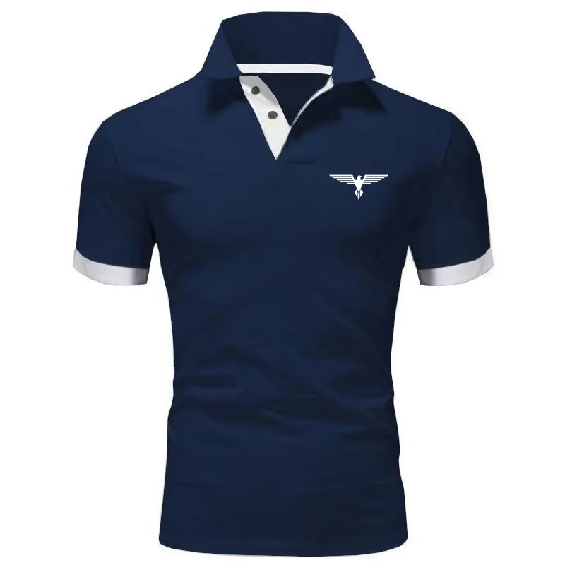 Polo collar contrasting color shirt office fashionable new T-shirt polo shirt men\'s summer top business casual breathable