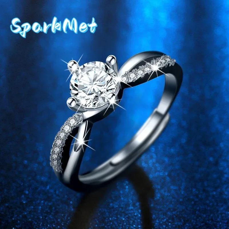 

Sparkmet Luxury Platinum Pt950 18k 5 Carat Full Moissanite Diamond Rings for Women D Color Jewelry Wedding Engagement Ring Gorge
