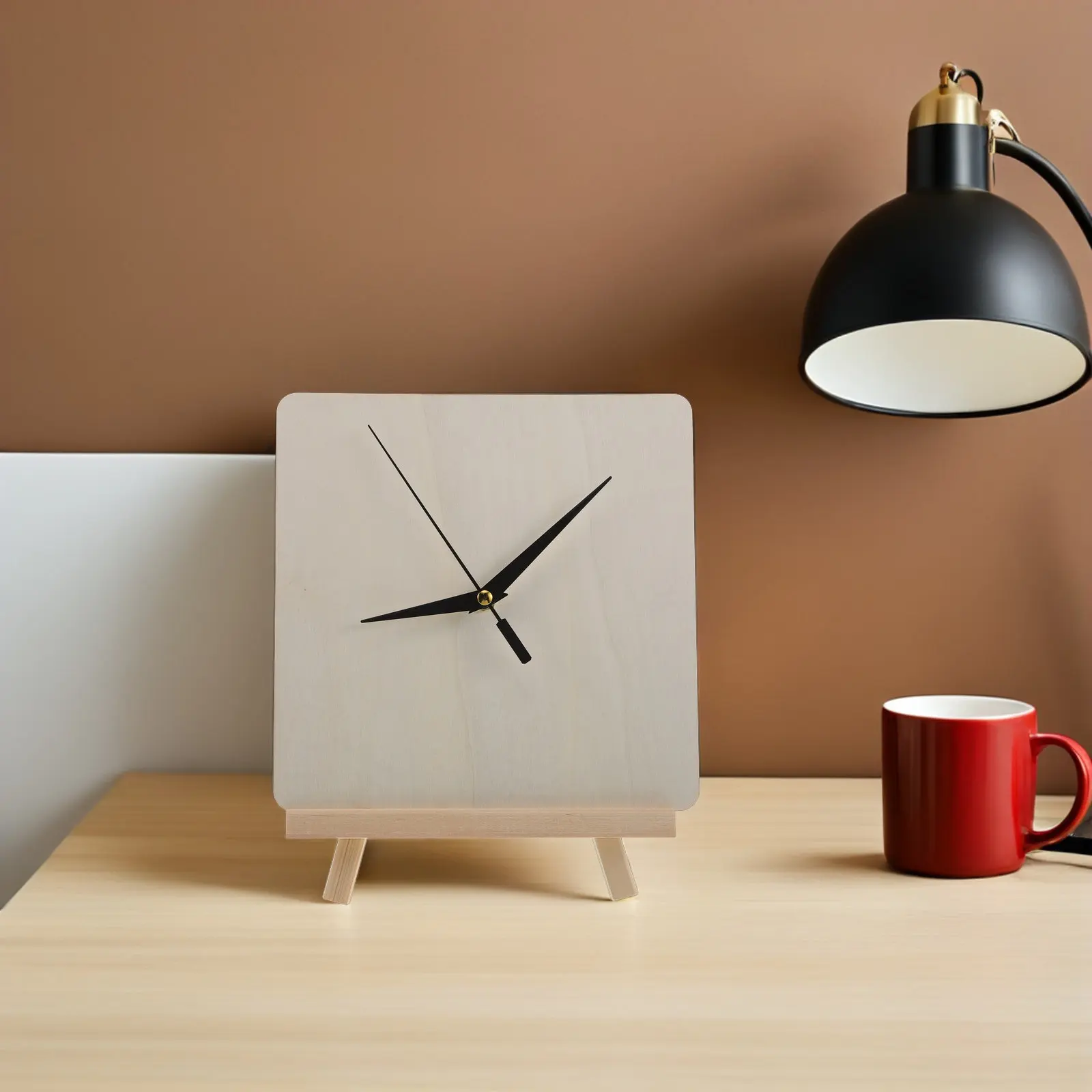 1Set DIY Wooden Clock Face Square Blank Dial Rustic Farmhouse Wall Clock Craft Kit Painting Supplies for Living Room Office