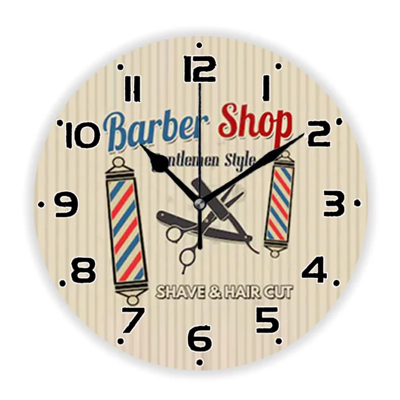 Vintage Barber Pole Decorative Wall Watch for Barber Shop Haircut Barbershop Large Wall Clock for Hair Stylist Hairdresser Gift