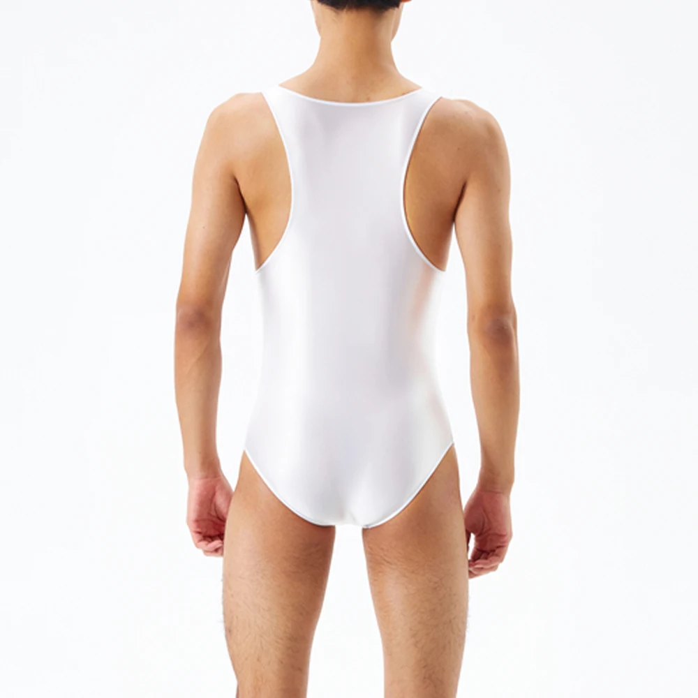 Oil Shiny Glossy Bodysuit Gay Men Sexy Bodystockings Smooth Sleeveless Jumpsuits Sissy Shiny Tight Vests Unisex Erotic Lingerie