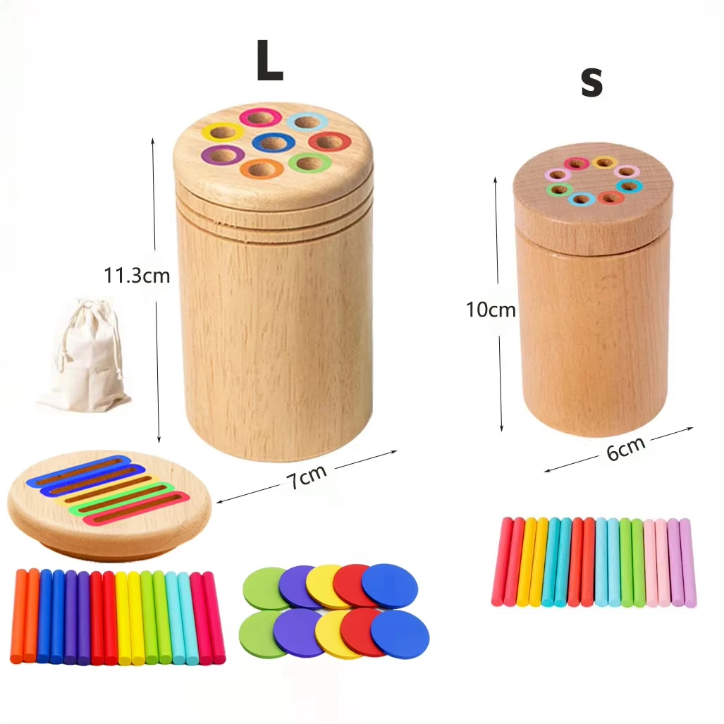 Juguetes de madera Montessori para niños pequeños, clasificación de colores, juguetes de Motor fino, juguetes sensoriales a juego, rompecabezas educativos para edades tempranas