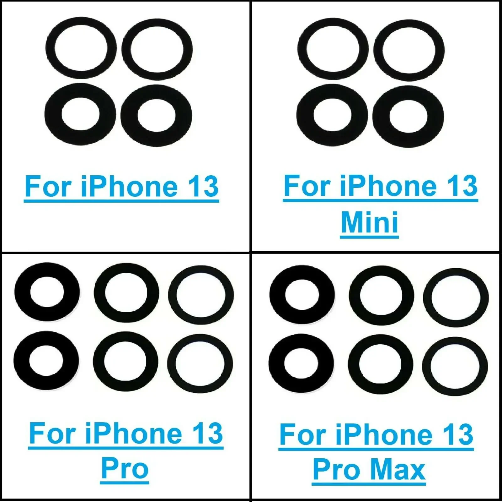 Camera 10 pcs Rear Back  Lens For iPhone 7 8 Plus X XS max XR 11 Pro 12 13Glass Cover with 3M Sticker Adhesive Replacement Parts