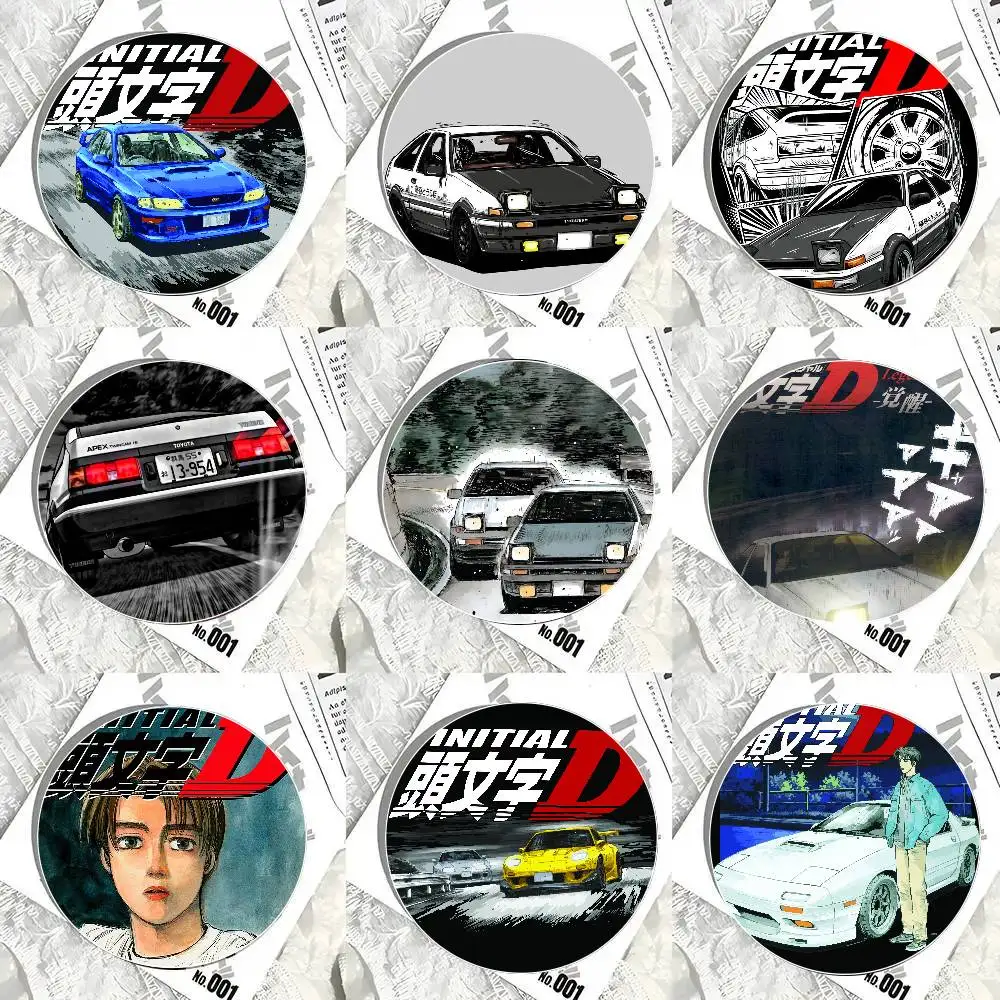 Anime Initial D Cartoon Style Badge Brooches On Backpack Decoration Round Enamel Pins For Accessorys