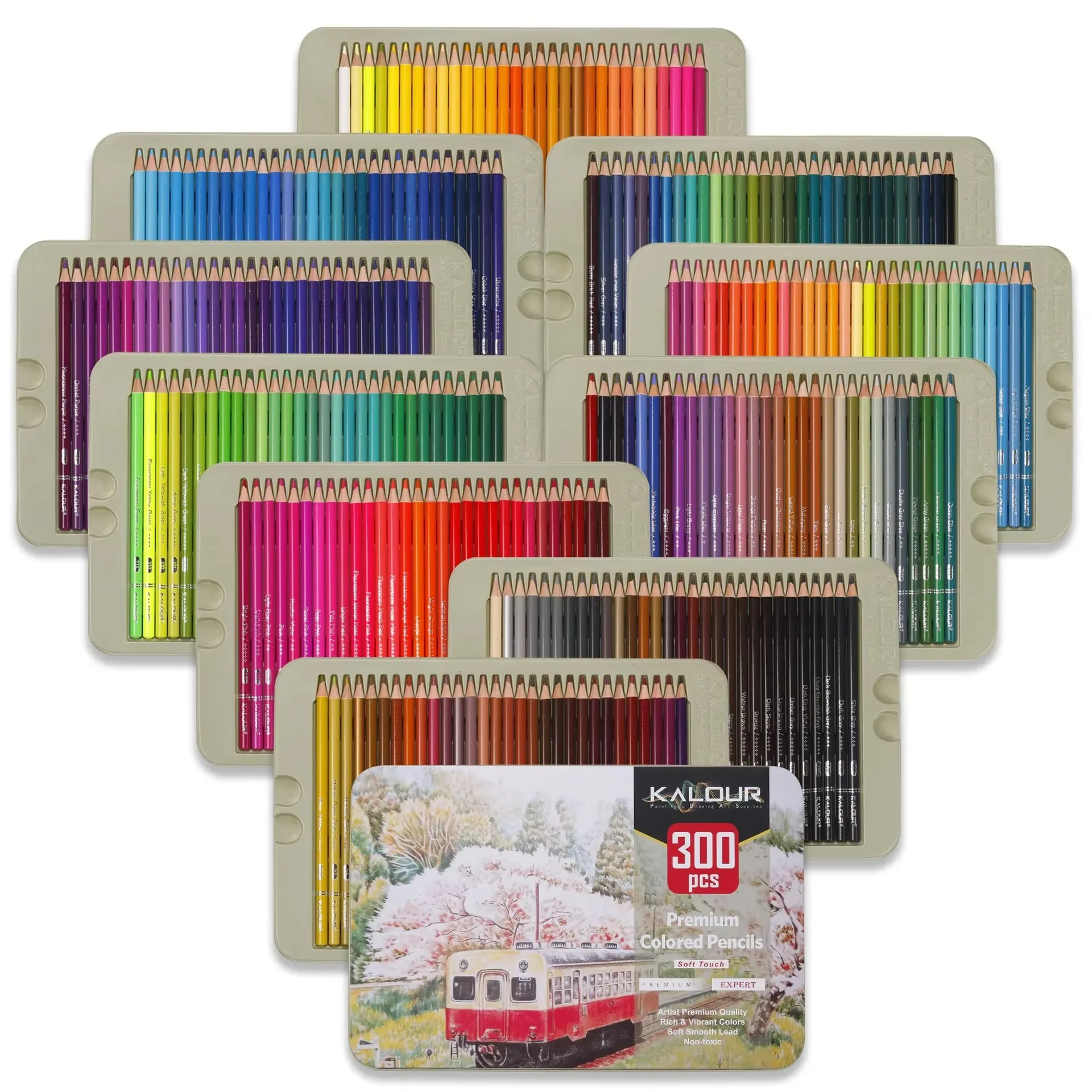 KALOUR 300-Farben-Profi-Buntstifte für Künstler, weicher Kern, ideal zum Zeichnen, Skizzieren, Schattieren, Malen, Graffiti-Bleistifte – Detail 5