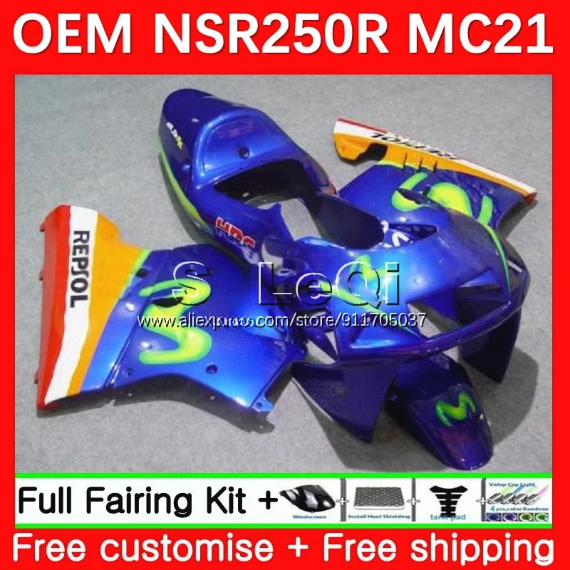 Injection For HONDA NSR250R MC21 PGM3 NSR250 24No.32 NSR 250 R RR 90 91 92 93 NSR 250R 1990 1991 1992 1993 Movistar Blue Fairing