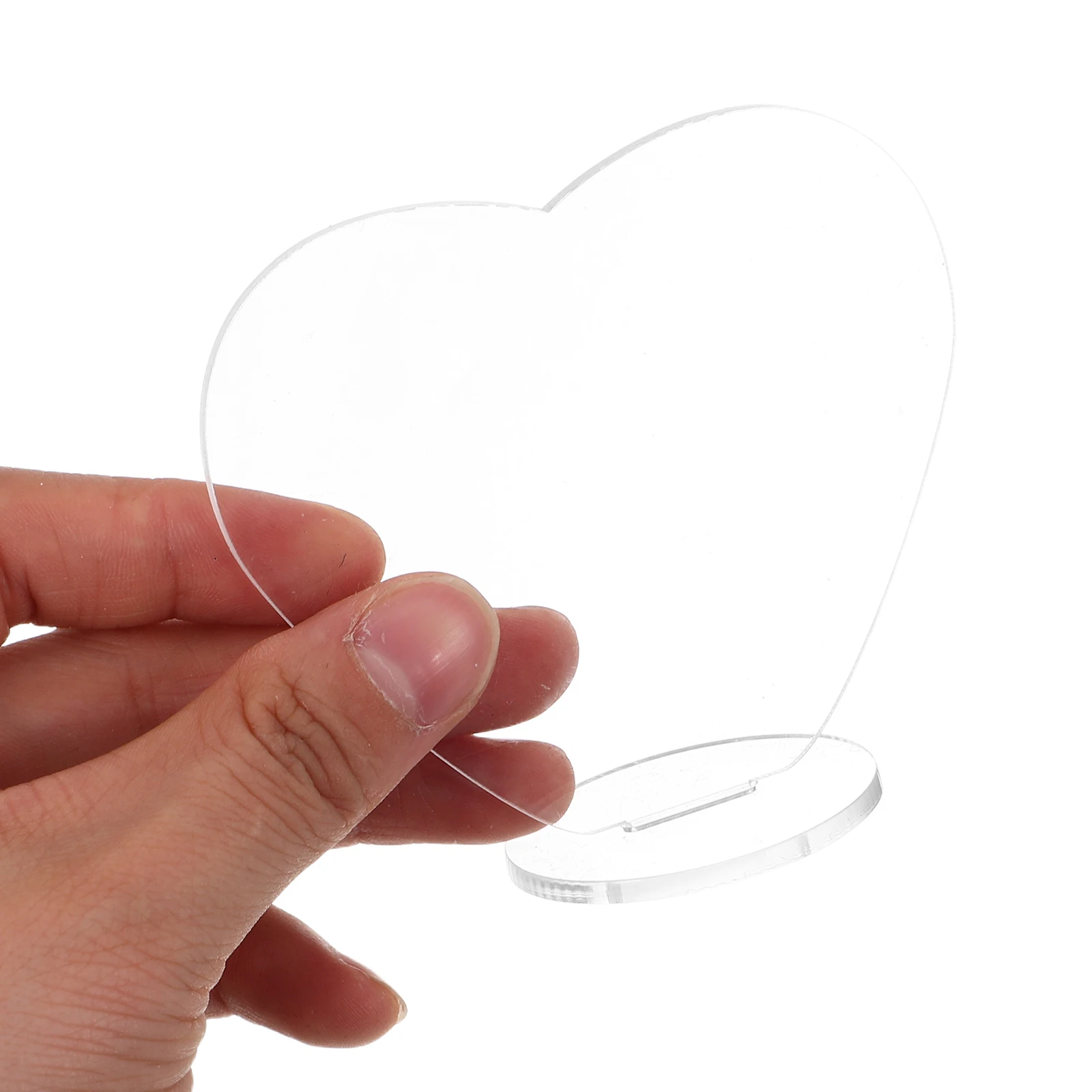 

5pcs Acrylic Display Stand Clear Plastic Plate Holder Transparent Figure Stands Card Risers Postcard Shelf Decor Heart Shaped