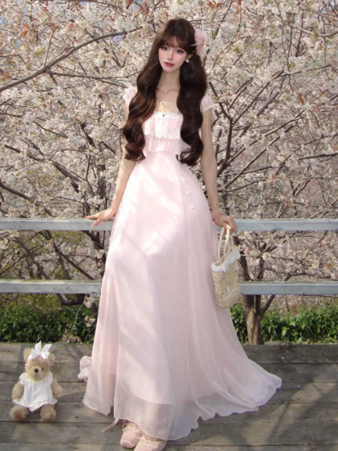 

Gentle Wind Unique Beautiful Slimming Fairy Halter Dress Elegant Summer 2026 Cotton Short Sleeve High Waist Lace Business Casual
