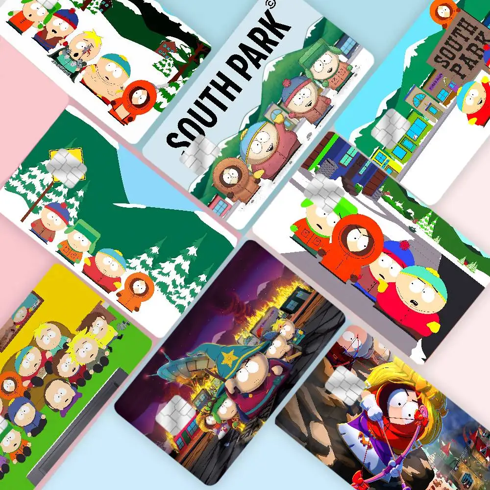 Anime S-South Park Cartoon-Kreditkarten-Skin-Aufkleber für Bankkarten, Bus- und U-Bahn-Karten, wasserfest, Geschenk für Frauen