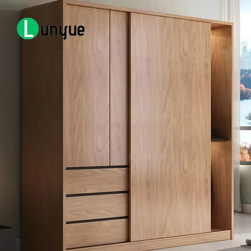 Custom Sliding Door Wardrobe Modern Wooden 3 Door Bedroom Closet Large Storage Furniture Home Organization Space Saving