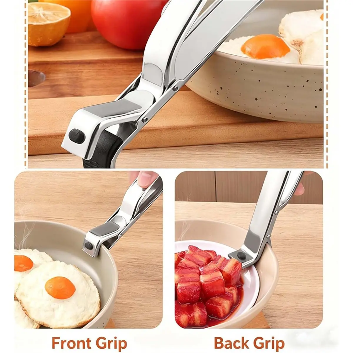 A67T NEW 3pcs Stainless Steel Hot Plate Gripper, Hot Plate Gripper Tongs, Anti Scald Plates Grippers for Bowls, Pots & Dishes