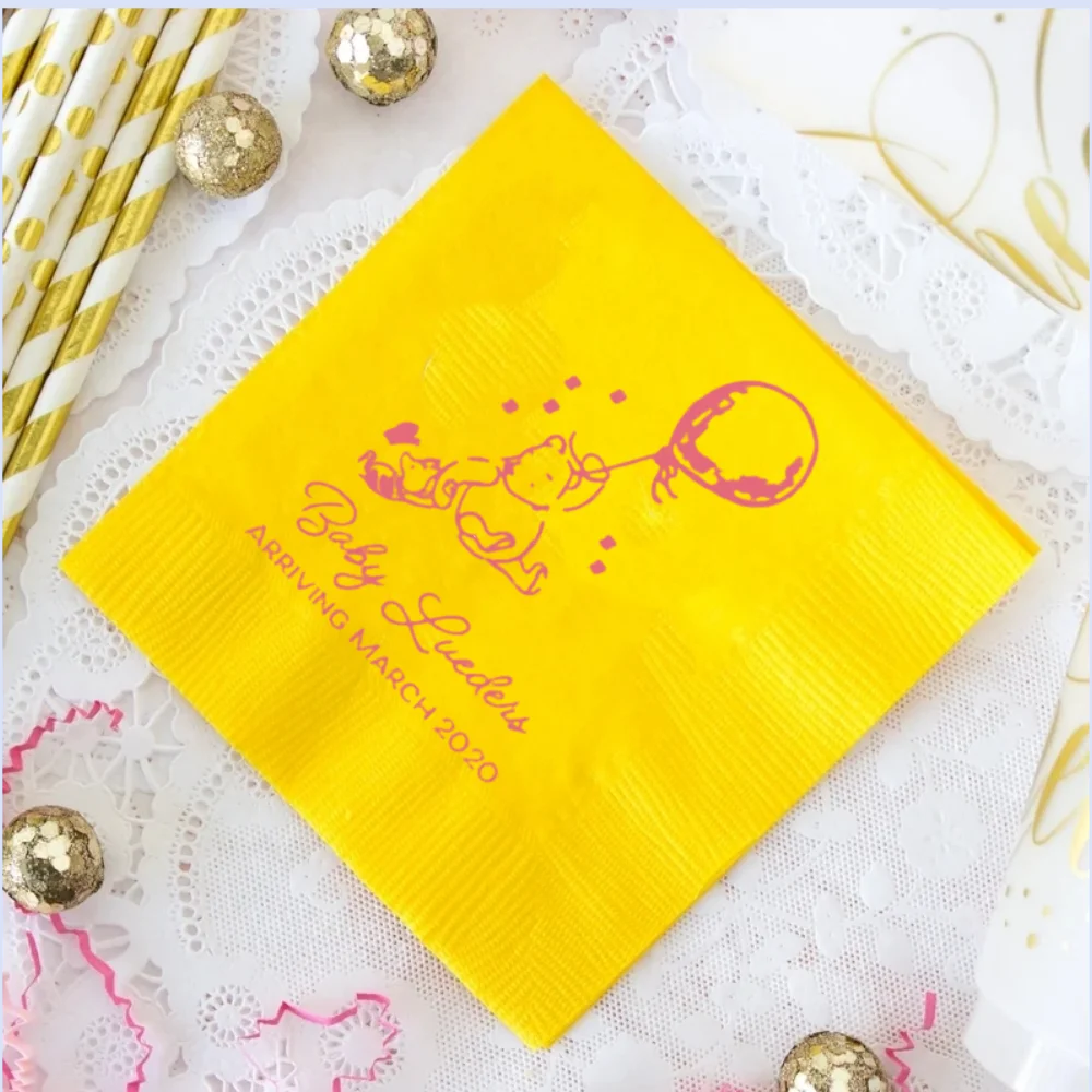 

50pcs Classic Winnie The Pooh Napkins, Personalized Winnie The Pooh Baby Shower Napkins, Baby shower favor decor,Bar Engagement