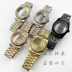 Fluted Curved 36MM/40MM High Quality Waterproof Presidential Bracelet Sapphire Watch Case For NH34 NH35 NH36 ETA2824 Movement