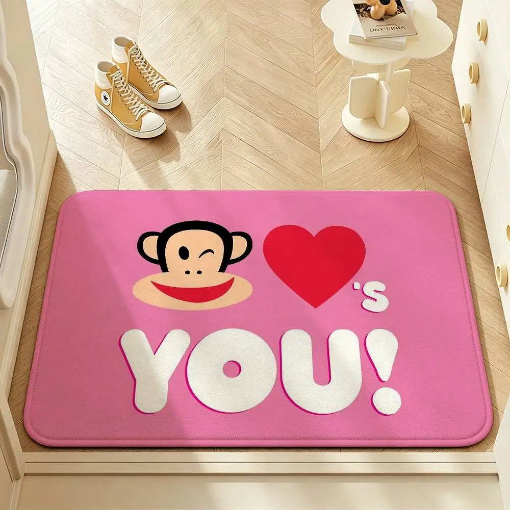 Cute P-Paul-Frank Cartoon Monkey Art Short Plush Rug Carpet mat Machine Washable Soft Comfortable Anti‑Slip Floor Mat Home Decor