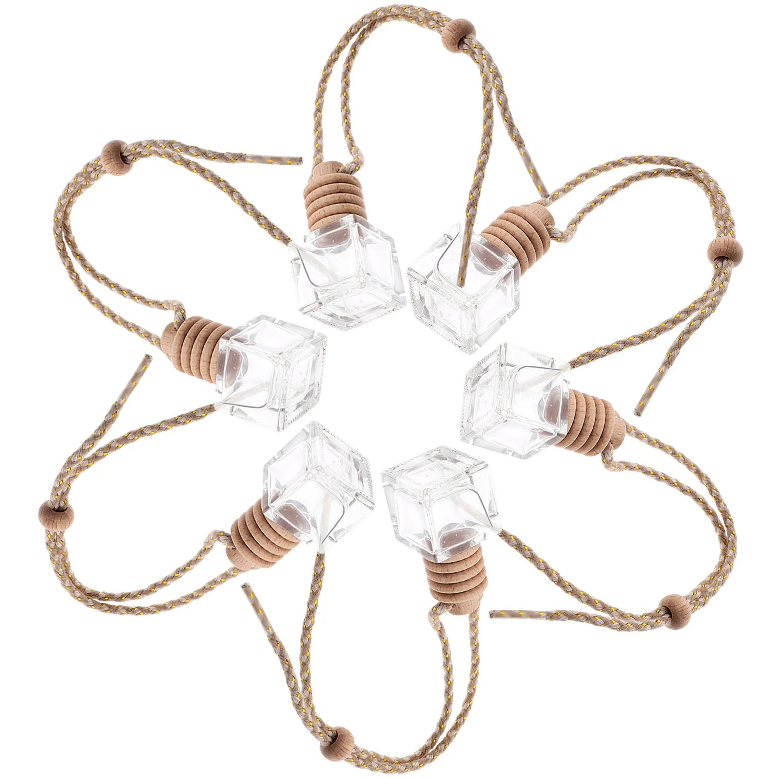 6 個車のフレグランスディフューザーボトル空のガラス香水ボトル詰め替えエッセンシャルオイルボトル車の芳香剤アクセサリー