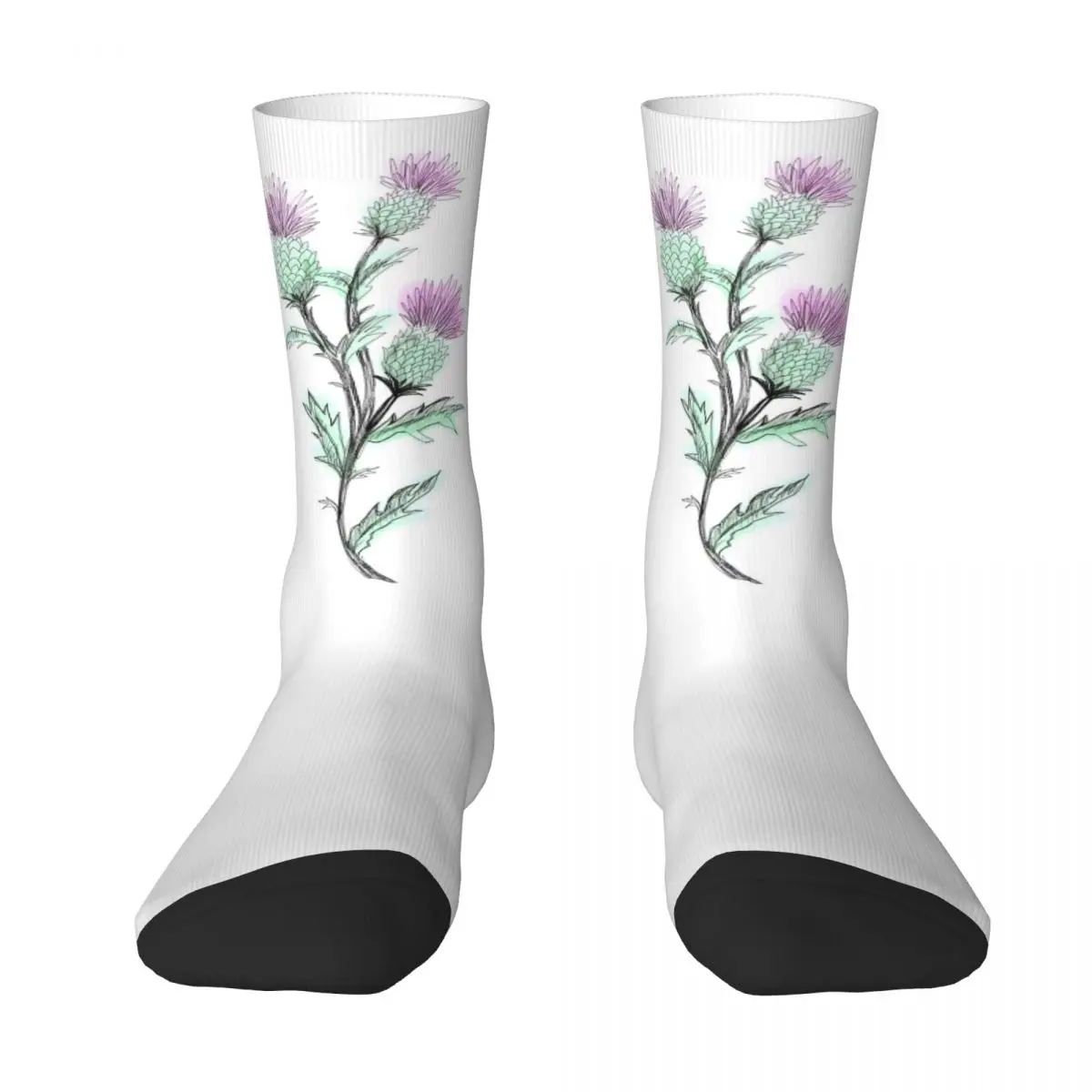 

Watercolor Thistle Socks Harajuku High Quality Stockings All Season Long Socks Accessories for Unisex Birthday Present