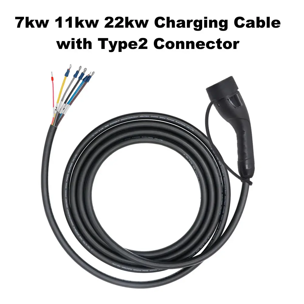 JIGU 7kw/11kw/22KW EV Charger Plug Electric Car Charging Cable Type 2 IEC62196-2 Connector Line Wire For Car Charger Station