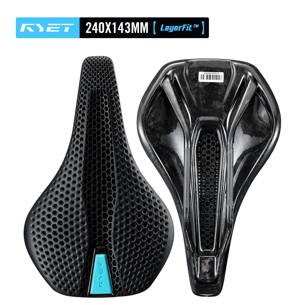 2026 RYET Carbon-Sattel für MTB Gravel Rennrad 175g 3D-Gedruckte 7x9mm Carbon-Schienen 143/155MM für Rennen & Komfort Fahrradteile