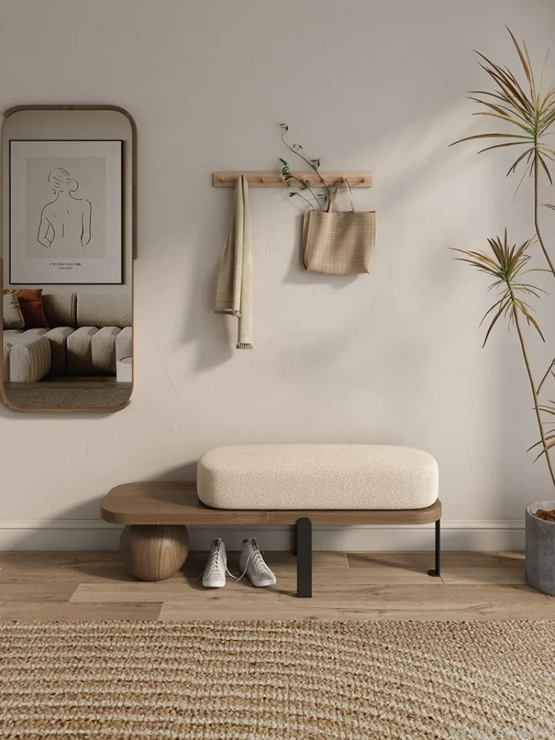 Stylish American Design Solid Wood Entryway Bench, Long Shoe Bench for Hallway, Creative Low Stool for Home Durable Comfortable