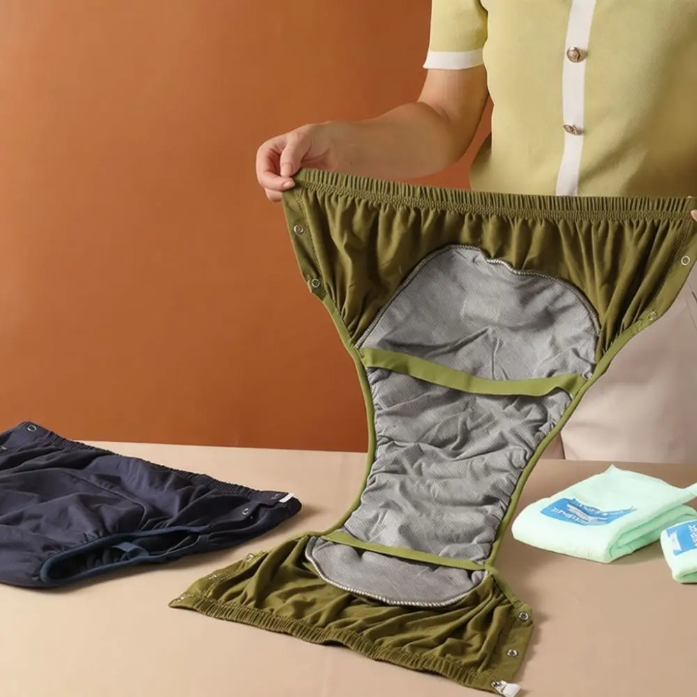 Washable Adult Incontinence Underwear Cotton Leakproof Protective Briefs Reusable Elderly Care Diaper Panties Soft Breathable