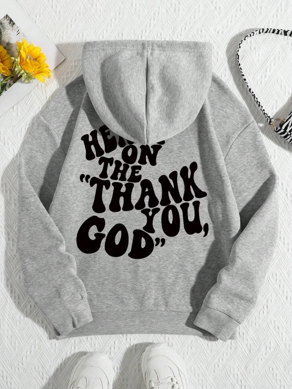 Thank You God Letter Graphic Printing Men Hoodie Loose Casual Hoody Autumn Oversize Sweatshirt Fashion Casual Pullover