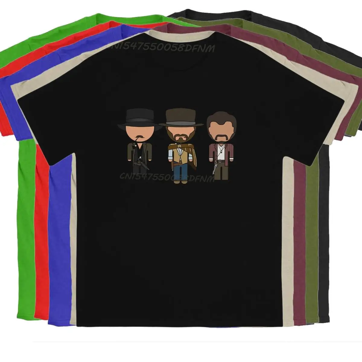 

The Blocky Vector Eds Classic T-shirts Men Pure Cotton Anime T-Shirt Camisas The Good The Bad and The Ugly Film Male Tees Tops