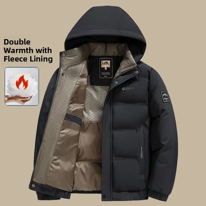 

New Men's Cotton Jaet Winter Thi Warm Casual Hooded Coat Middle-Aged And ly Sle Easy to Wear off Coat