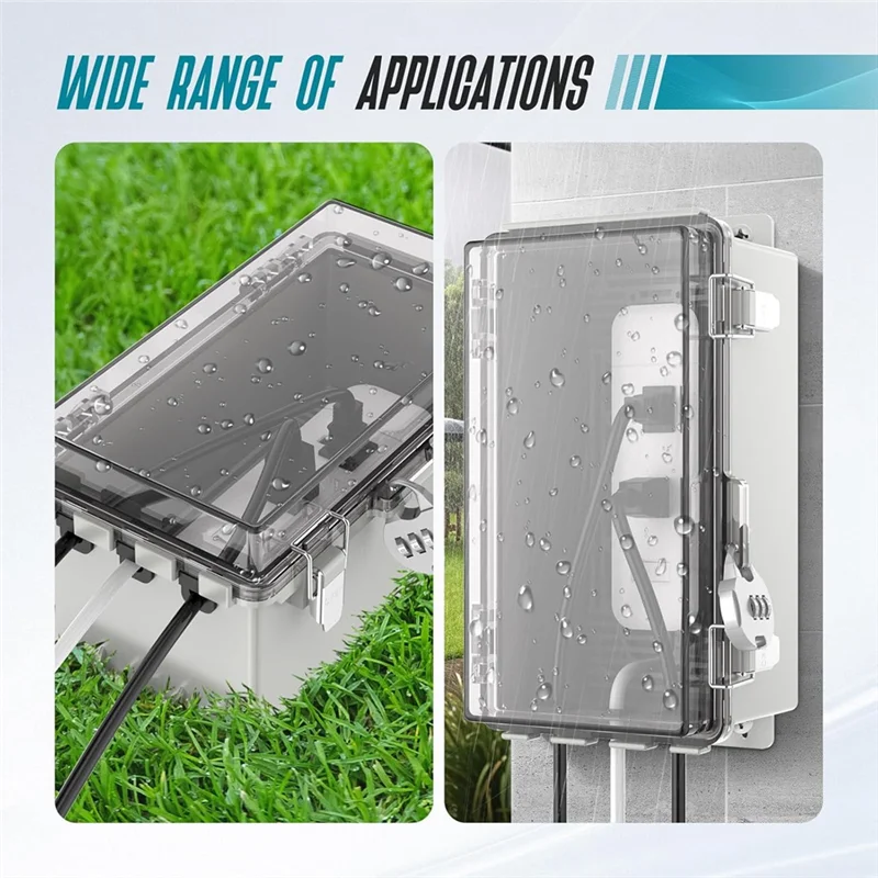 

A02M-Waterproof Outdoor Extension Cord Cover IP66 9" X 5" X 4.3" Electrical Box Outlet Plug Cover For Exterior Use