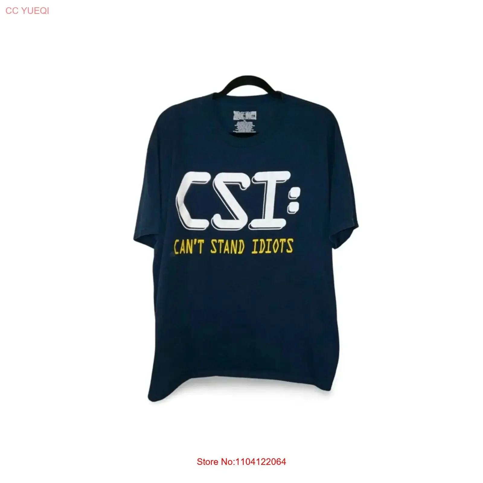 Футболка CSI Cant Stand Idiots, размер XL, с графическим принтом, темно-синяя, винтажная, с эффектом потертости, эластичная, дышащая, уличная одежда, удобная, мужская.