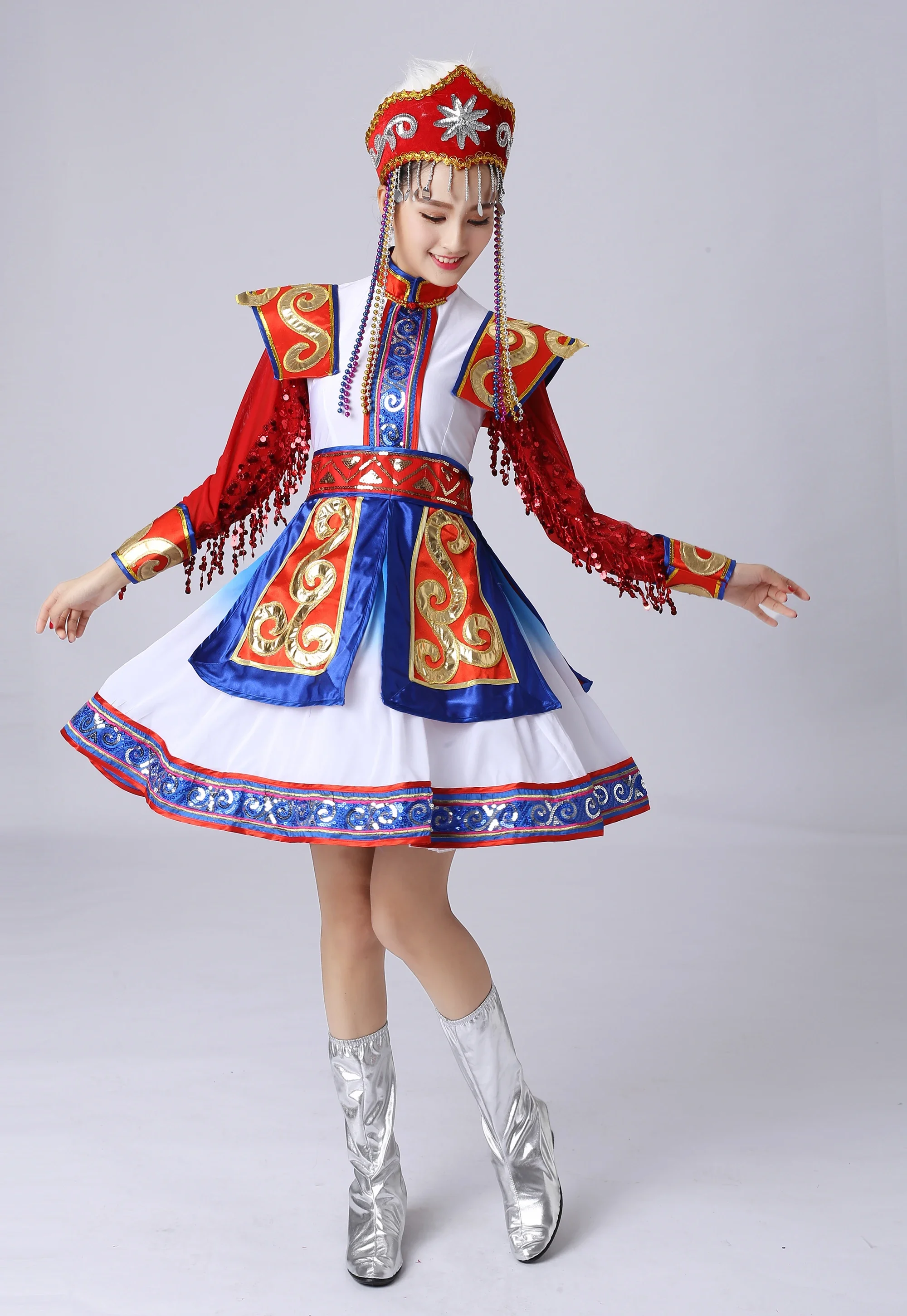 Fashion Mongolian Performance Costumes Inner Mongolia Dance Costumes Minority Mongolian Robe Performance Dress for Women
