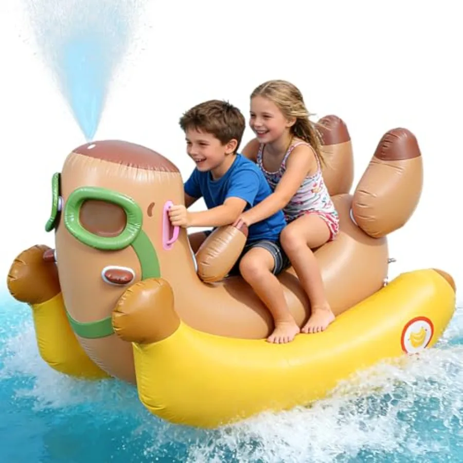 

Skirfy 72" Inflatable Swimming Pool Float for with Sprinkler for Yards, 3-in-1 Summer Water Toys Large Pool Raft Outdoor Party