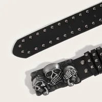 New Belts For Women High Quality Luxury Brand Punk Goth Rivet Black Jeans Unisex Men Belt Paw Skull Buckle Waistband Man - Image 3