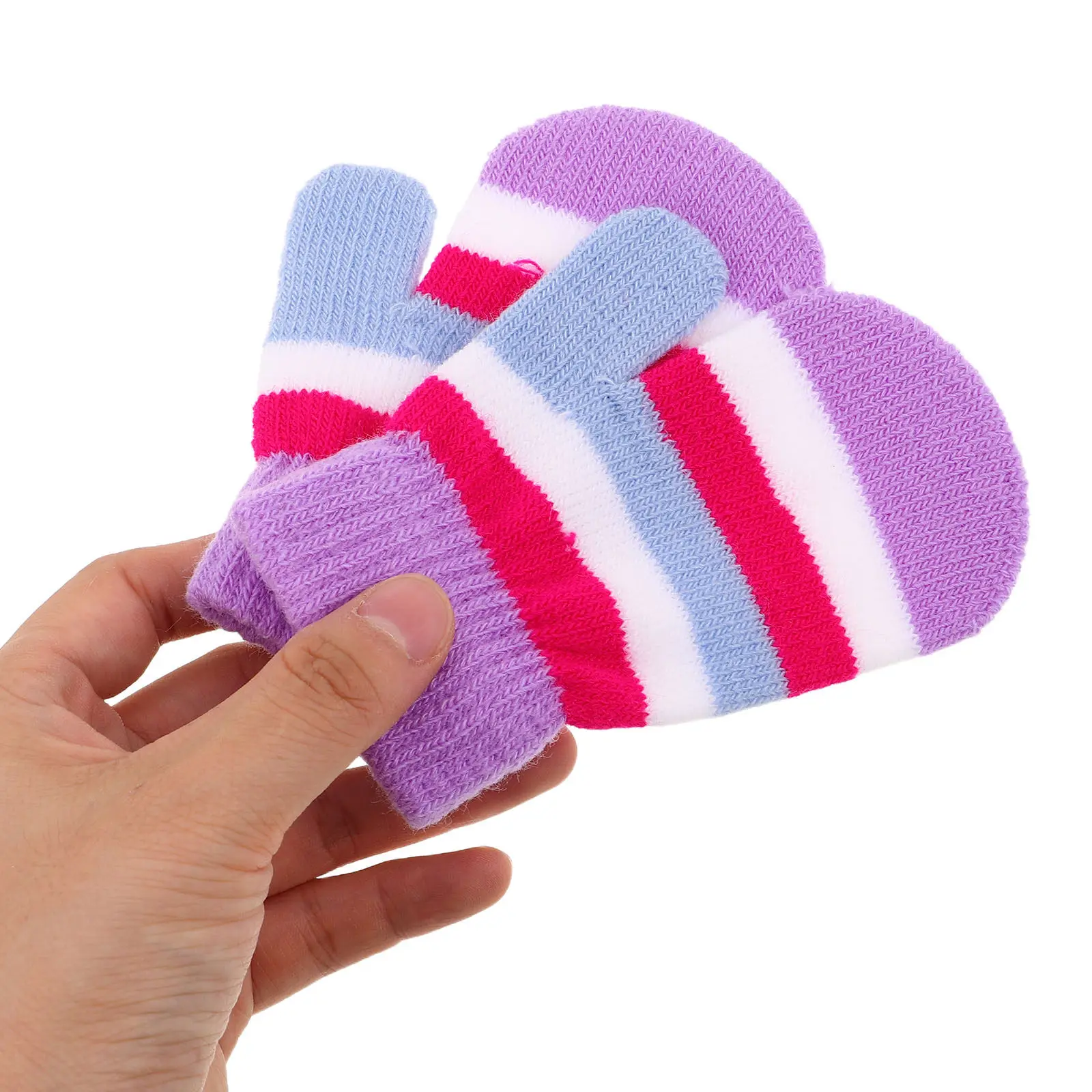 6Pairs Children Warm Knit Gloves Bright Toddler Winter Gloves Elastic Snug Fit Soft Gentle Fabric for Boys and Girls