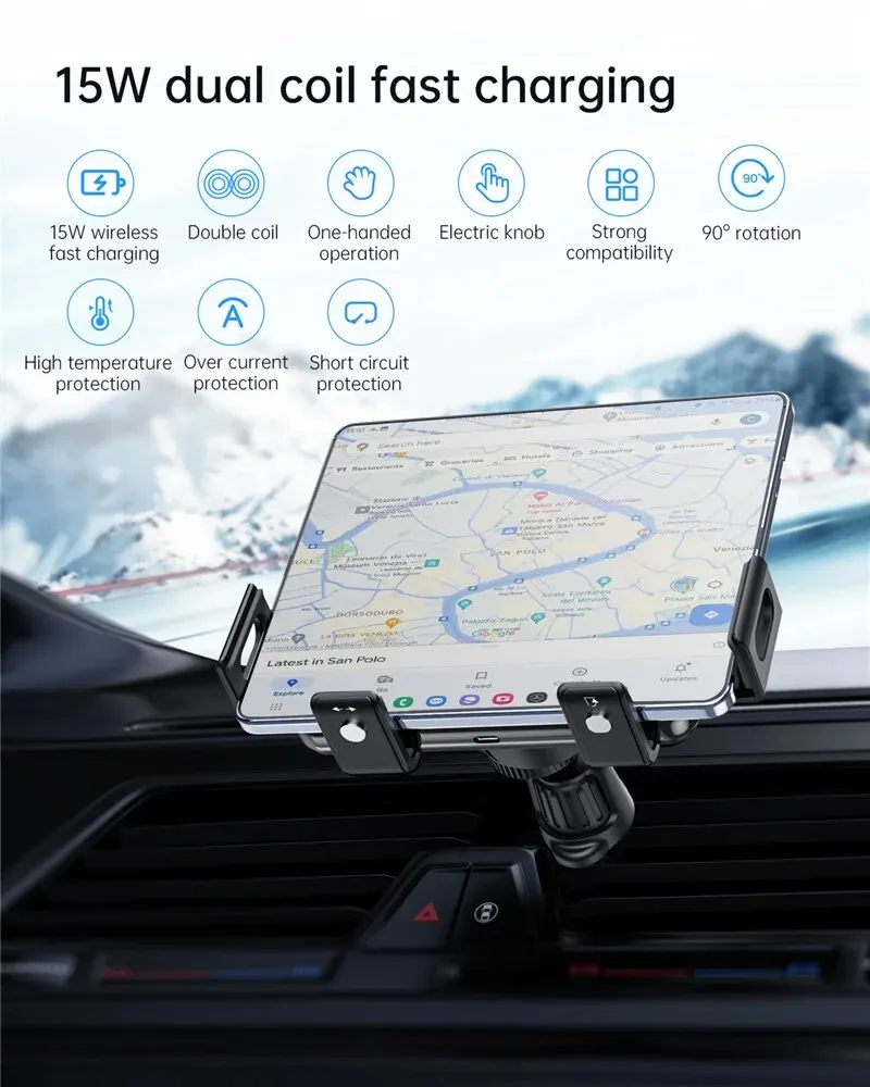 Car Wireless Charger Stand Car Phone Holder Mount 15W Fast Car Charging for iPhone Samsung Galaxy S23 S22 S21 Z Fold Flip 5 4 3 image 6
