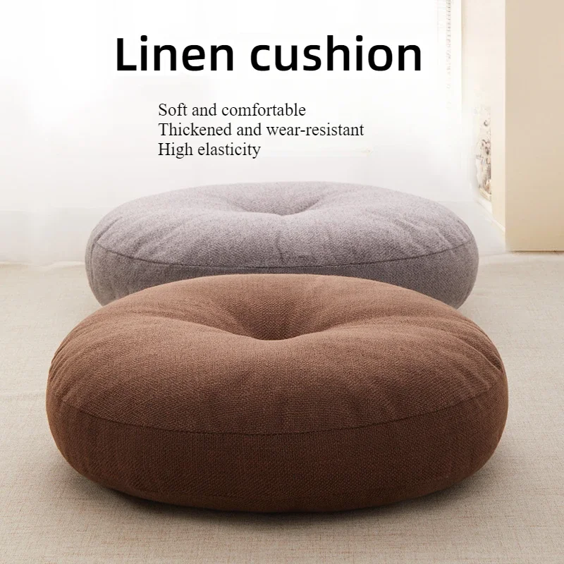 Japanese Cotton Linen Futon Floor Cushions, Lazy Cushions, Tufted Corduroy Floor Cushion for Tatami Living Room Balcony Bedrooms