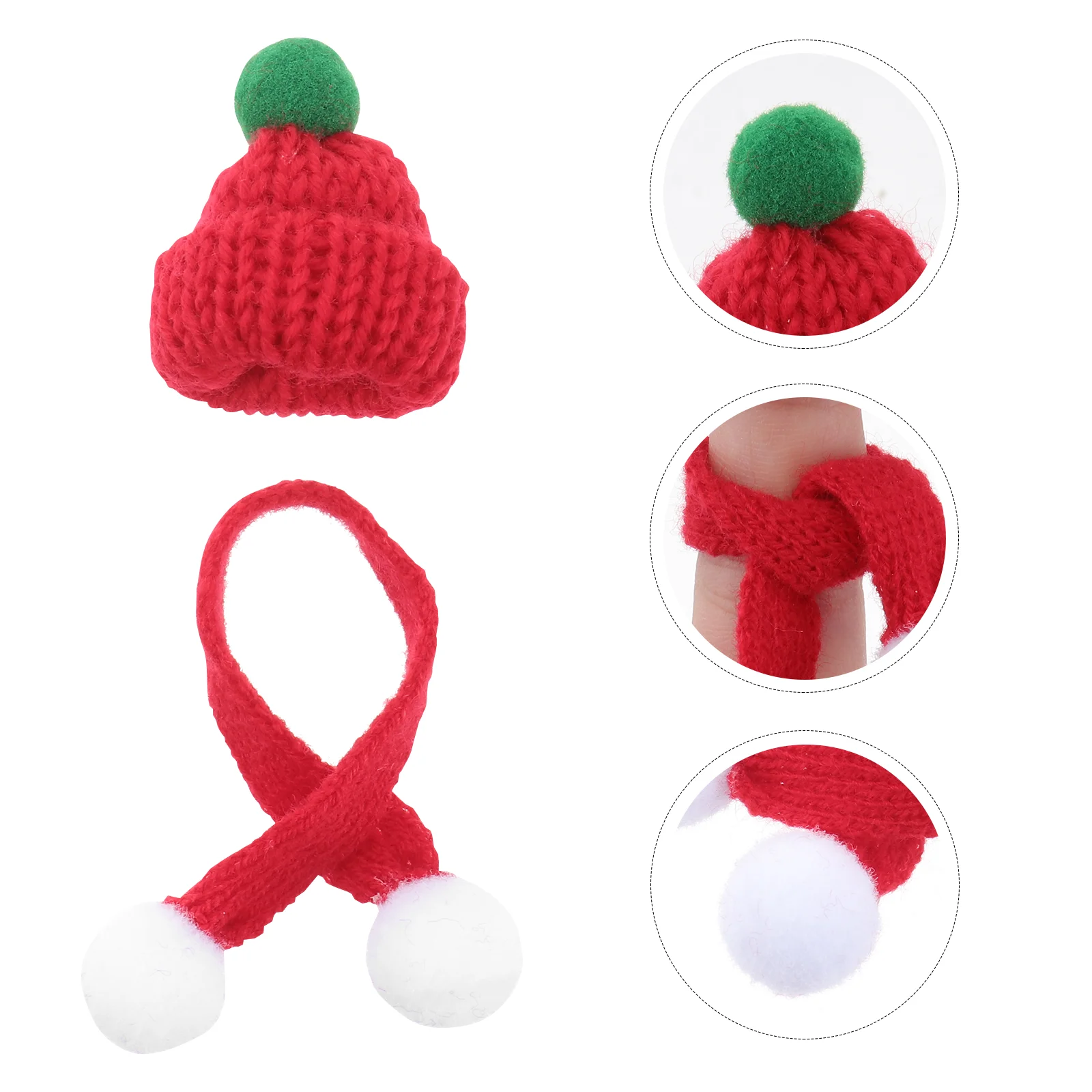 

20 Pcs Christmas Scarf Hat Knitted Mini Xmas Caps Santa DIY and Knitting Wool for Decor