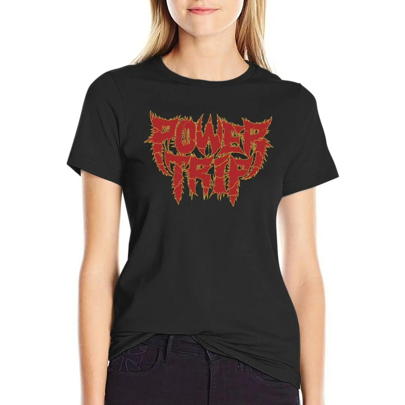 trip-power-skull-scary T-Shirt shirts graphic tees cute tops hippie clothes workout shirts for Women loose fit