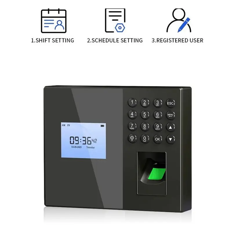 A42T-Biometric Time Clocks Fingerprint/Card/Password Based For Employees Time Punch Machine Attendance System For Business-US
