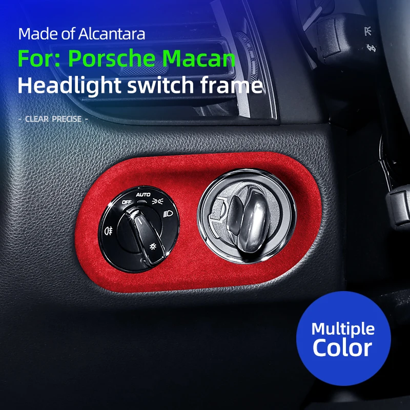 

For Porsche Macan 14-20 Alcantara suede Car Headlight Adjustment Switch Decorative Frame Protective Panel Accessory