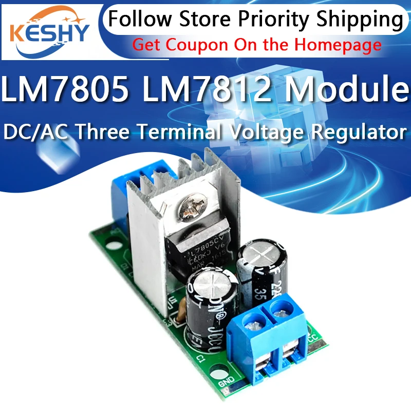 L7805 L7812 LM7805 LM7812 DC/AC Three Terminal Voltage Regulator Power Supply Module 5V 9V 12V Output Max 1.2A