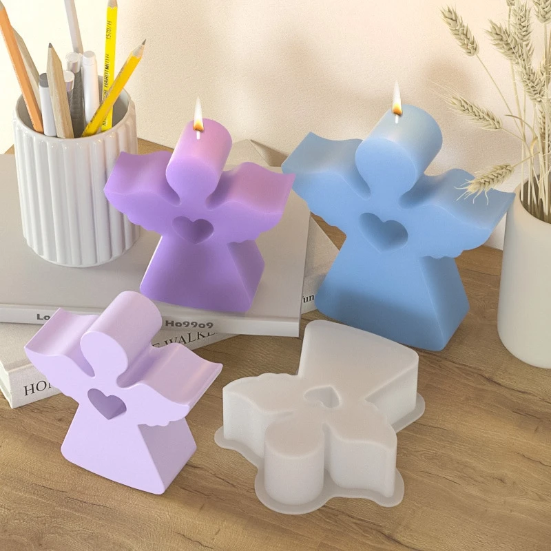 Concrete Angel Silicone Mold DIY Gypsum Cement Love Angel Candle Silicone Resin Mold