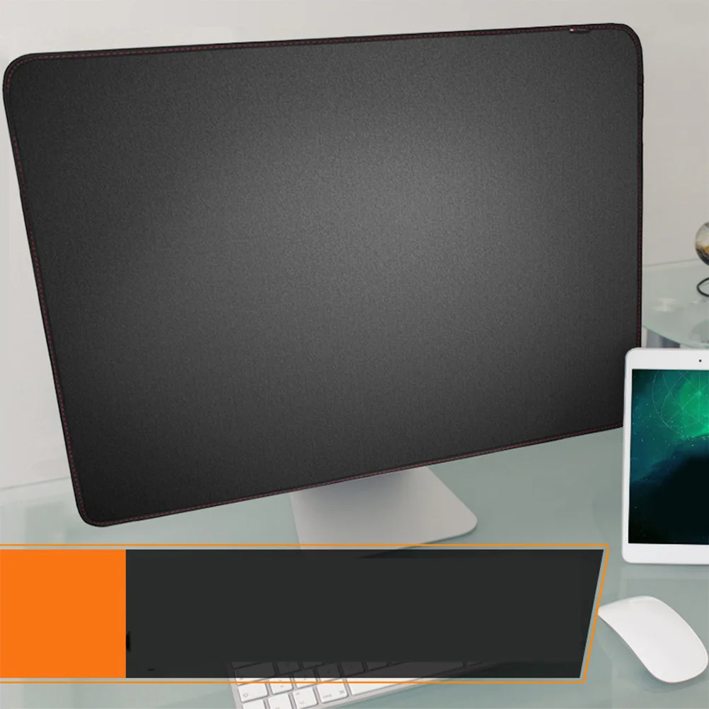 

21 Inch Black Polyester Computer Monitor Cover Protector with Inner Lining with Pocket for LCD Screen