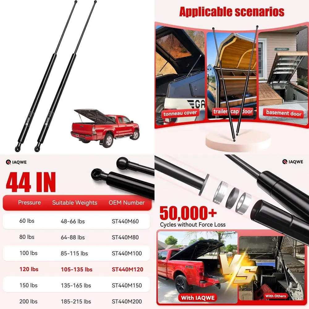 

Сверхмощные газовые стойки 44 для крышек Tonneau, автофургонов, грузовиков и крышек для хранения, 2 шт.