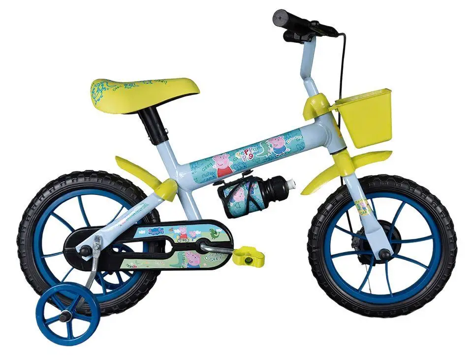 Bicicleta Infantil Aro 12 Verden 10508 Peppa George Azul e Verde com Rodinhas